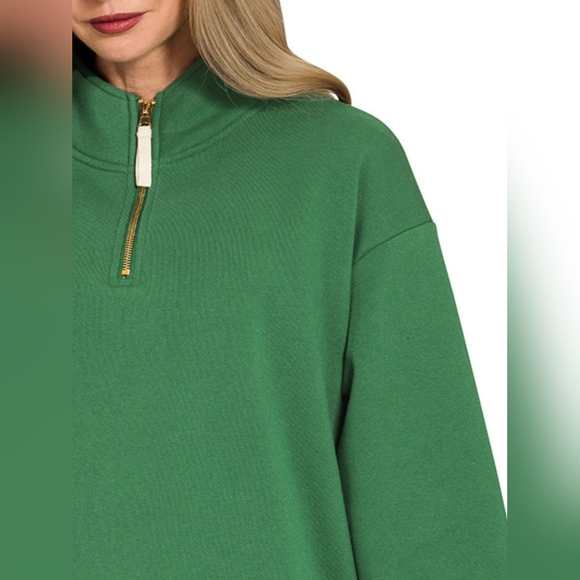 Zenana Fleece Half Zip Sweatshirt - Picture 3 of 7